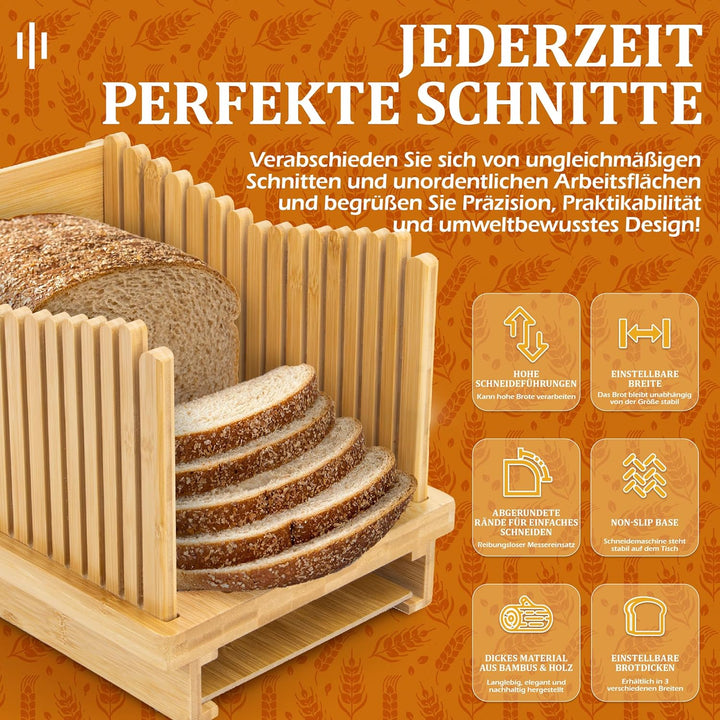 Weenkler Bambus-Brotschneidemaschine, verstellbare Brotschneidemaschine, Brotschneidehilfe für selbs
