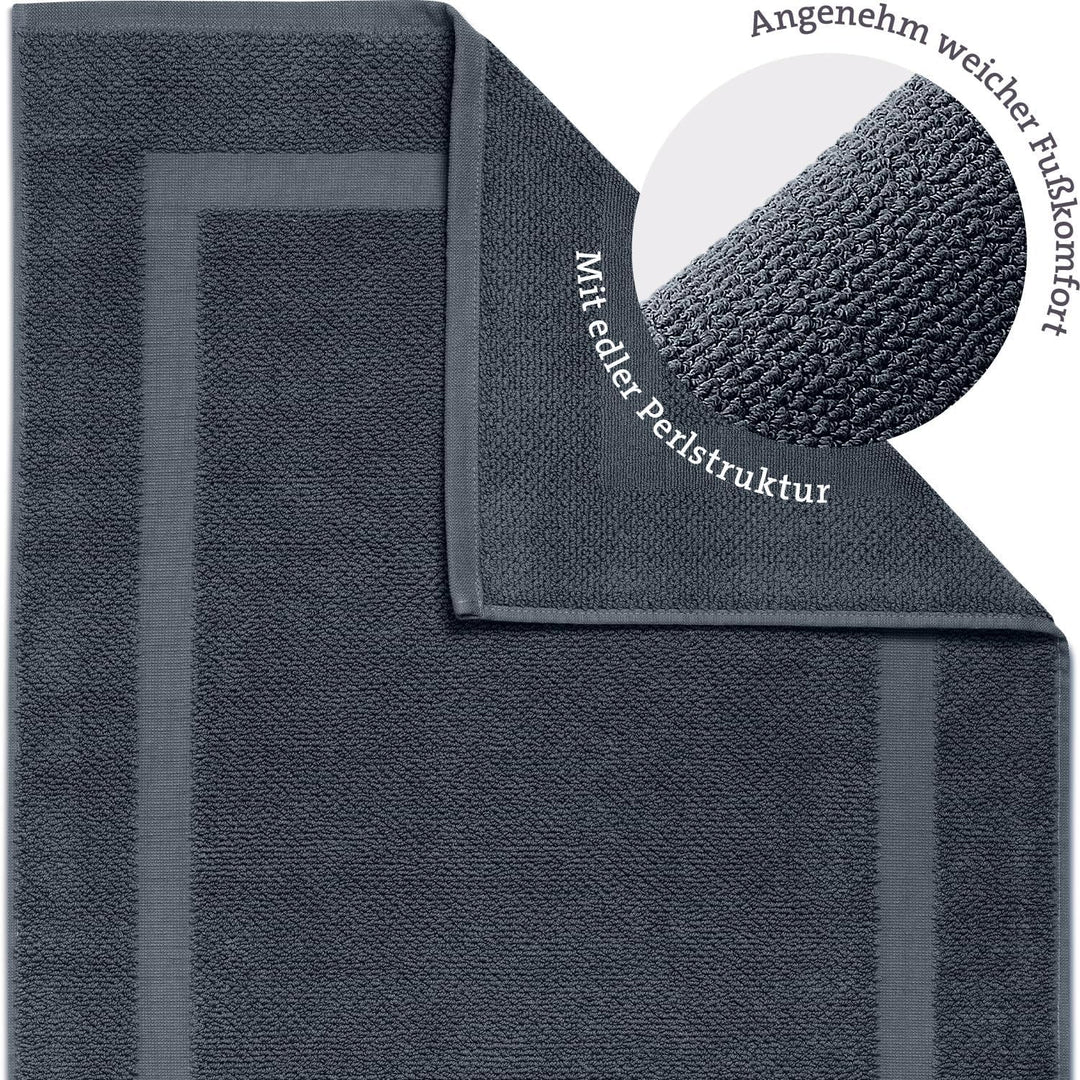 herzbach home Badvorleger Set 100% Baumwolle | Duschvorleger | 1.000 g/m² | Saugfähig | Waschbar (An