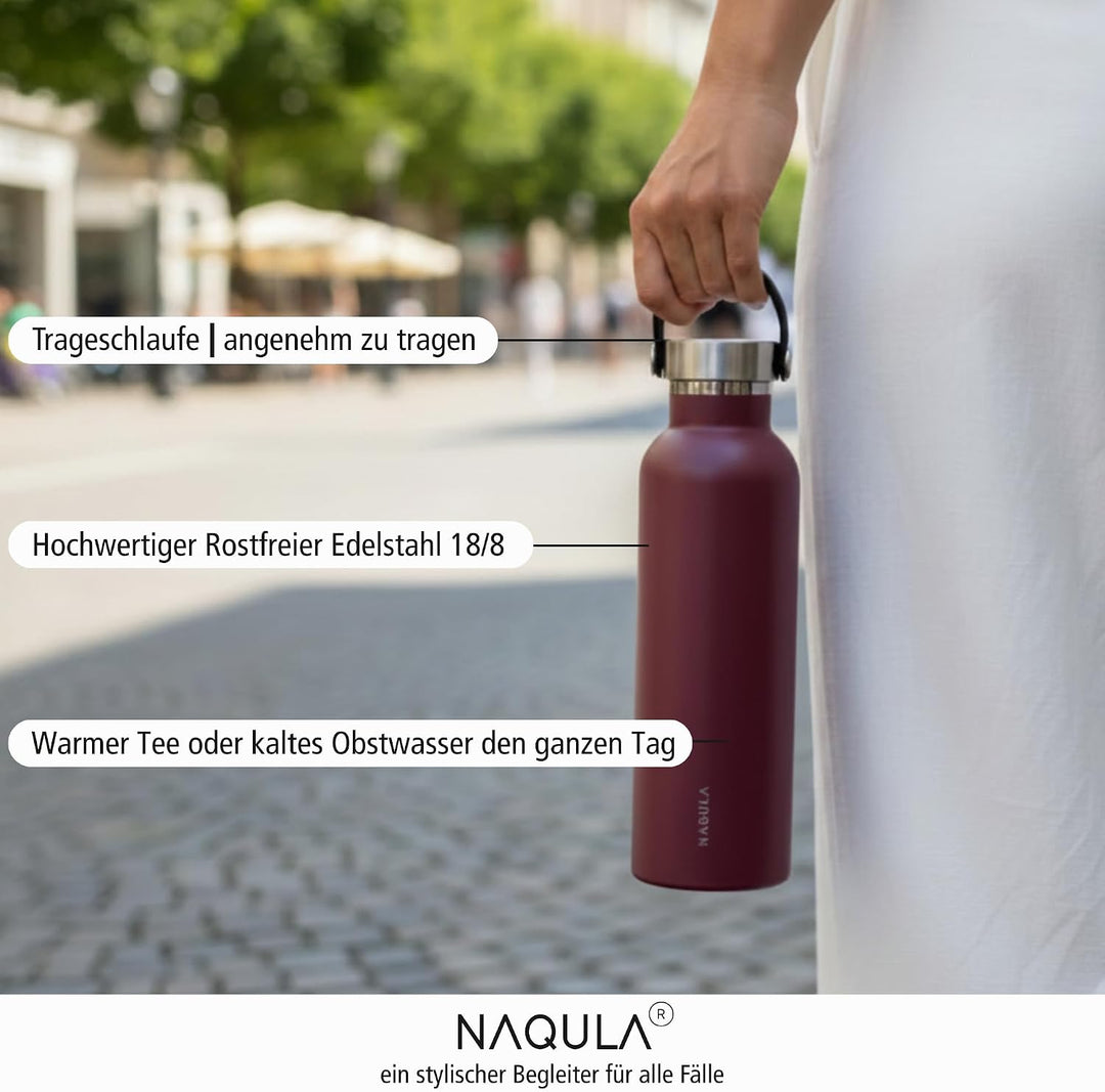 Thermosflasche 1000 ml mit Tragegriff und abnehmbarem Sieb f Tee od Früchte. Edelstahl Trinkflasche