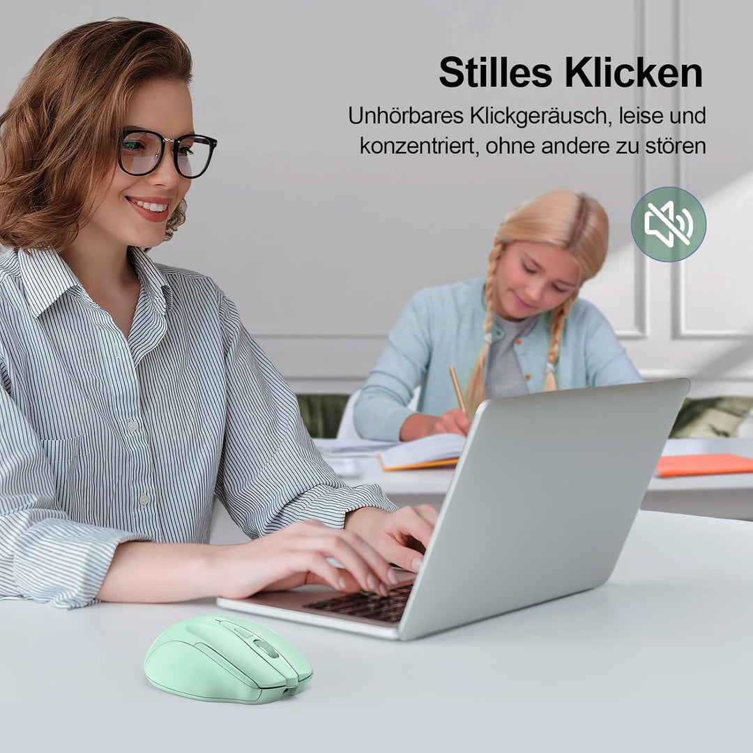 TECKNET Bluetooth Maus, Wiederaufladbare Maus Kabellos(DREI Modi: BT 5.0/3.0 + 2.4G), 4800 DPI, Ergo