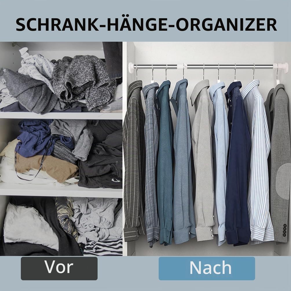 Hershii Gardinenstange ohne Bohren Erweiterbare Fenster Gardinenstange Kleiderbügelstange Ausziehbar