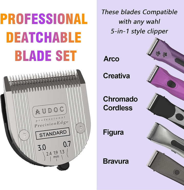 2er-Pack Professional Animal 5-in-1 Schnittlänge der Klinge verstellbar 0,7-3 mm, kompatibel mit Arc