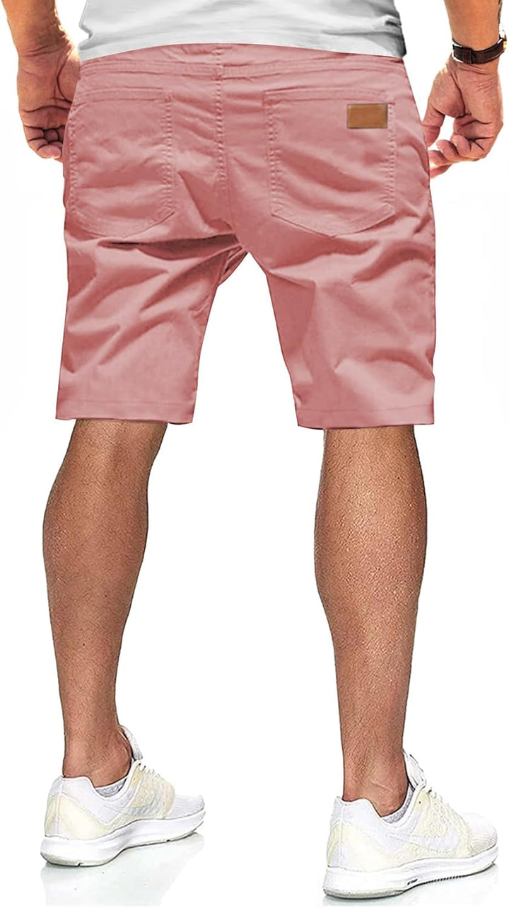 JMIERR Kurze Hosen Herren Shorts Herren Sommer Chino Baumwolle Elastische Taille mit Taschen S Rosa,
