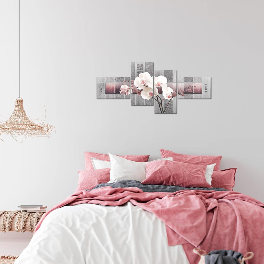 Runa Art Bild Modern Blumen Orchidee - Made in Germany - Wandbilder Abstrakt Violett Grau 4 Teilig 2