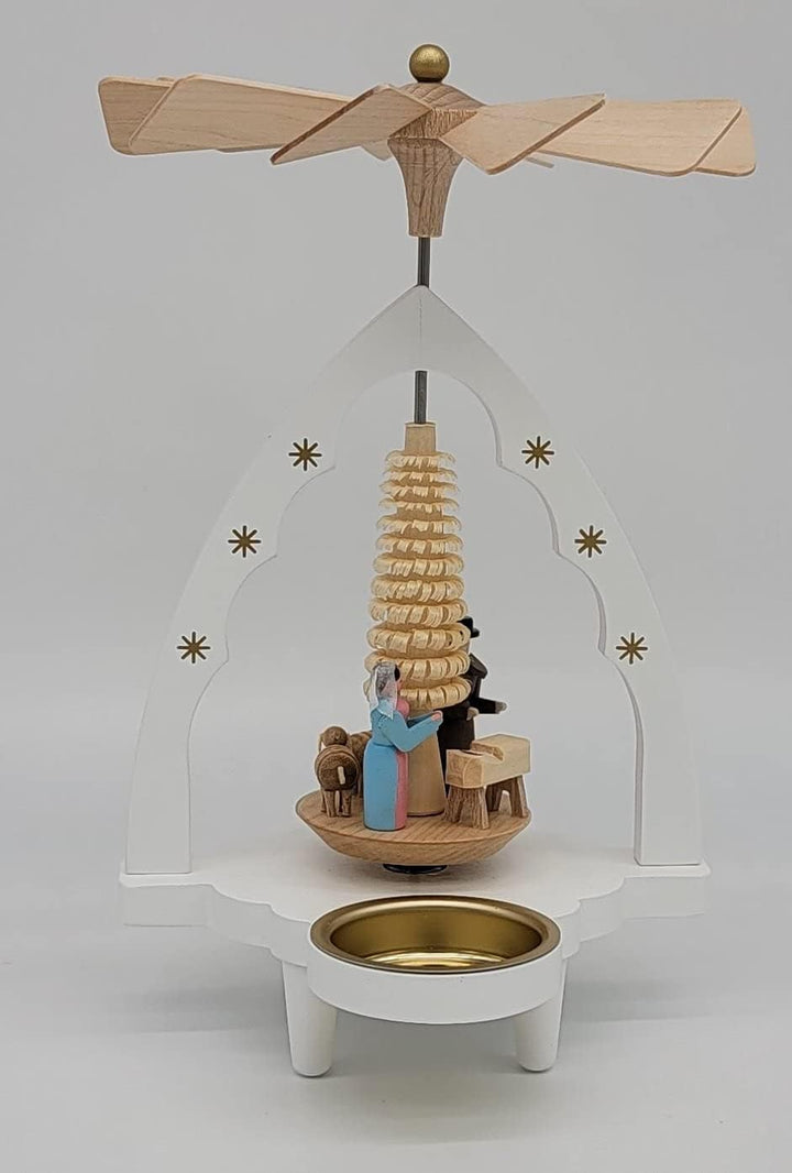Weihnachtspyramide für Teelichte Erzgebirge Richard Glässer Seiffen Christi Geburt, 16386