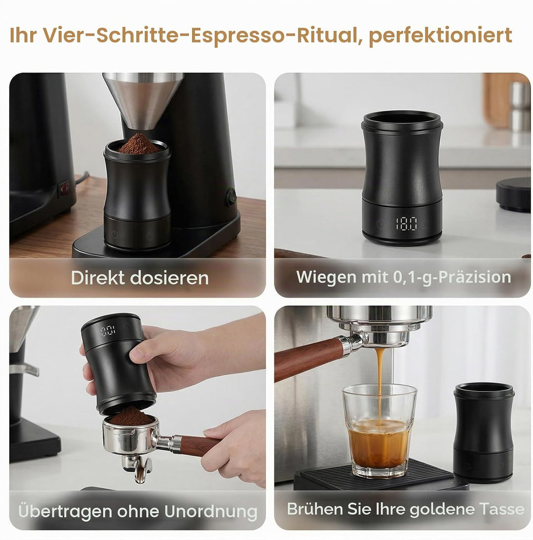 Digitale Dosierbecher Kaffeewaage Becher mit 500/0,1g Hochpräzision, USB-C Aufladbare Espressowaage