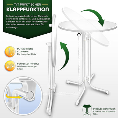 tillvex® Gastro Stehtisch klappbar 2er Set Ø70cm mit Husse | Bistrotisch FERTIG MONTIERT | Klapptisc