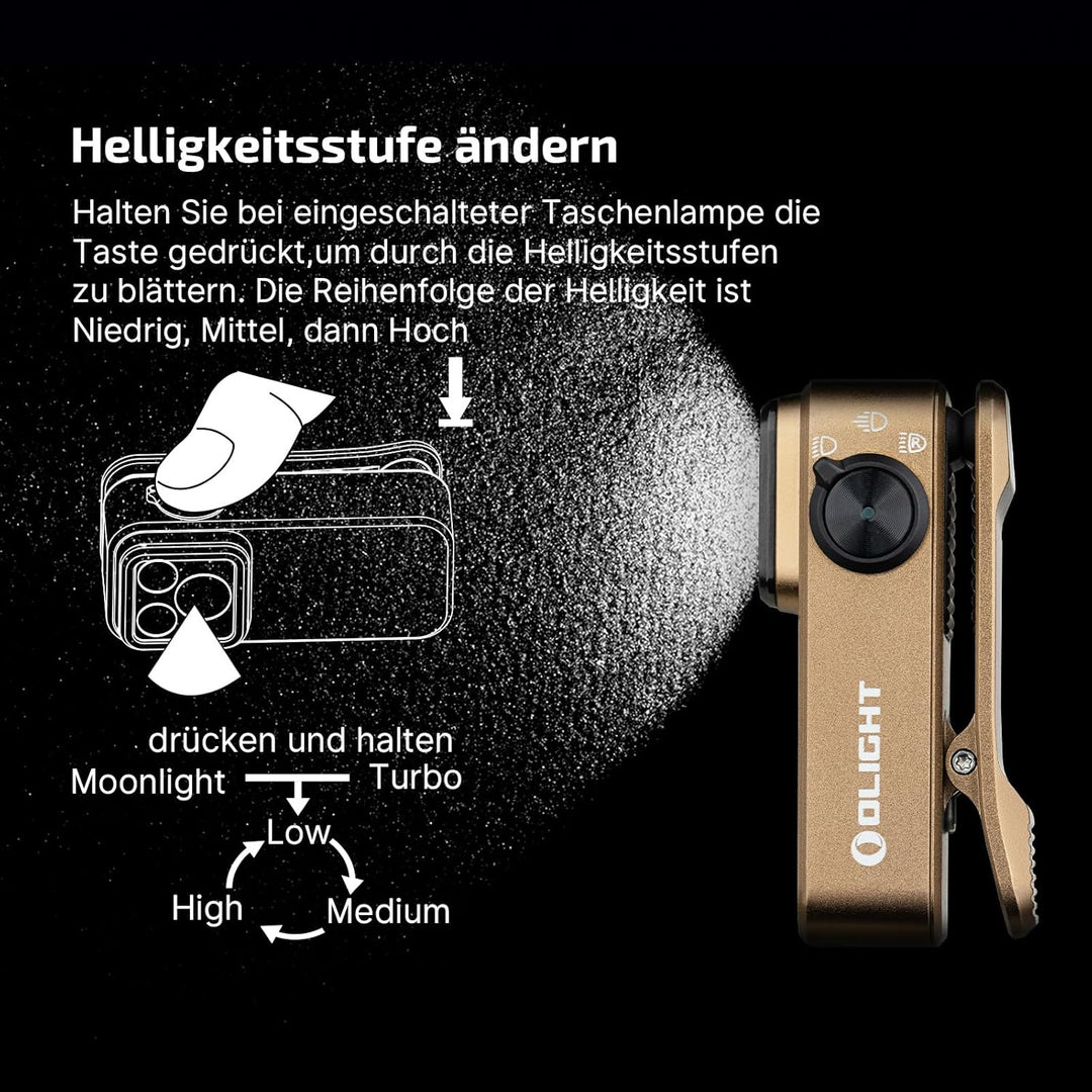 OLIGHT Oclip Pro Mini LED Taschenlampe mit Flutlicht, fokussiertes Licht und Rotlicht,500 LM helle U