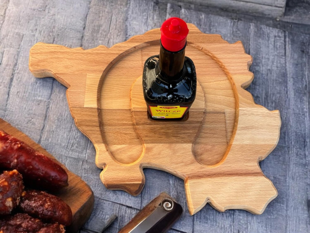 Saarlandbrett Frühstücksbrettchen aus Holz, Legendärer Lyoner-Maggi Style, für Saarländer, Lusitge G