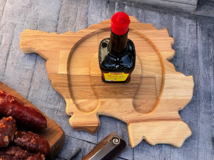 Saarlandbrett Frühstücksbrettchen aus Holz, Legendärer Lyoner-Maggi Style, für Saarländer, Lusitge G