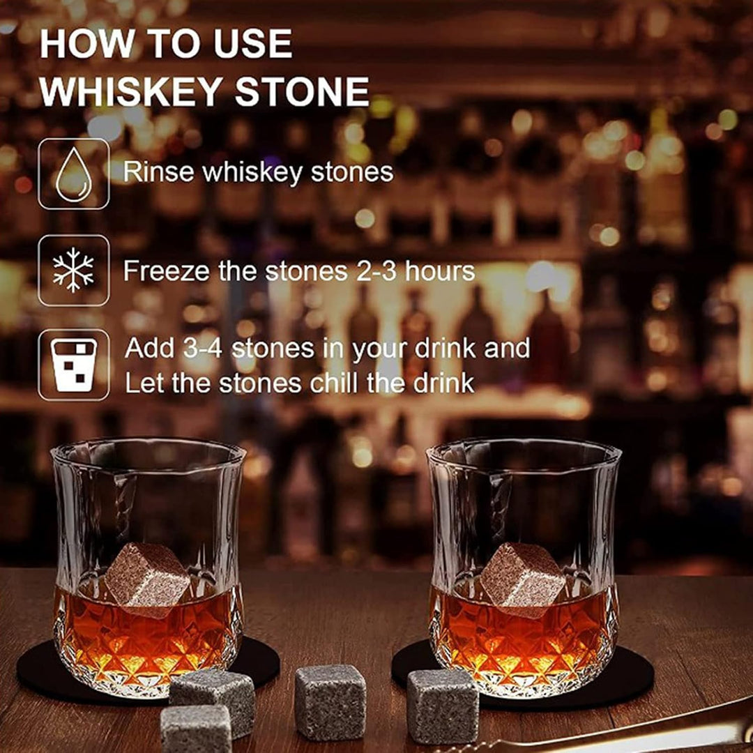 Holzsammlung Whisky Gläser Geschenkset, Whisky Steine Set mit 9 Whisky Steine, Whiskey Cooling Stone