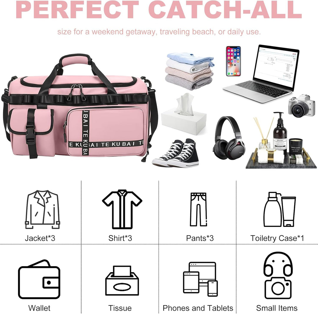 Sporttasche Reisetasche für Damen und Herren, Gross 65L Sporttaschen mit Schuhfach &amp; Nassfach, Large