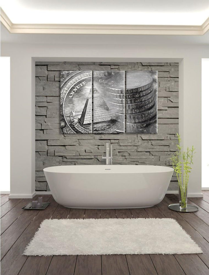 Pixxprint Illuminati Pyramide als Leinwandbild/Grösse: 3 Teilig (120x80) cm/Wandbild/Kunstdruck/fert