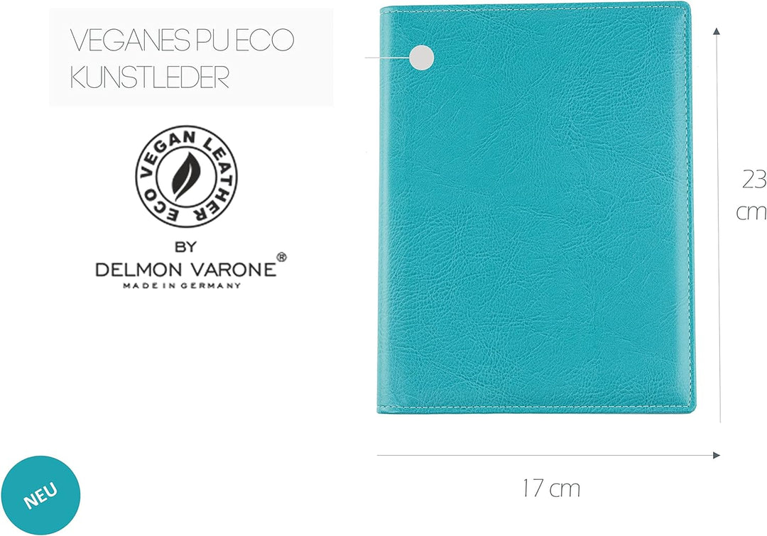 DELMON VARONE - Premium Schreibmappe inkl. Notizblock DIN A5 (50 Blatt) aus veganem Eco Kunstleder T