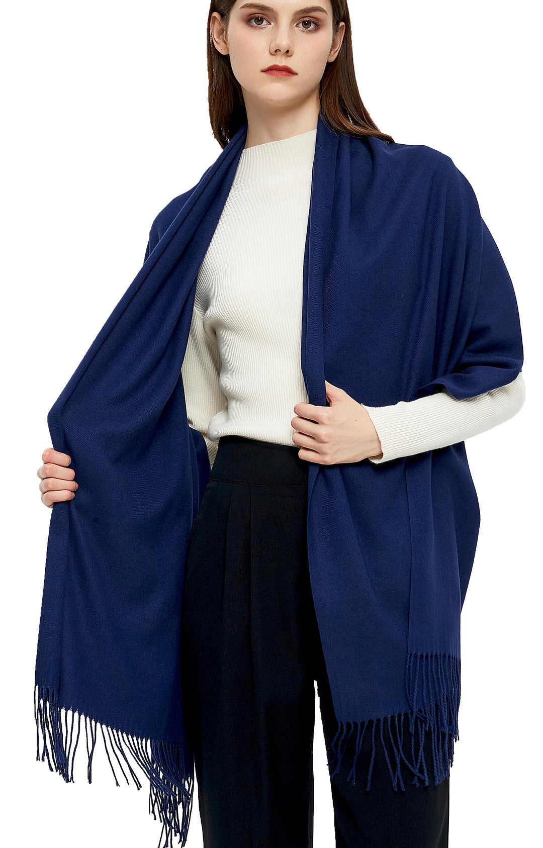 Pashmina Schals und Wraps Schals für Damen Hochzeit Party Winter Warme Lange Solid Color Marine, Mar