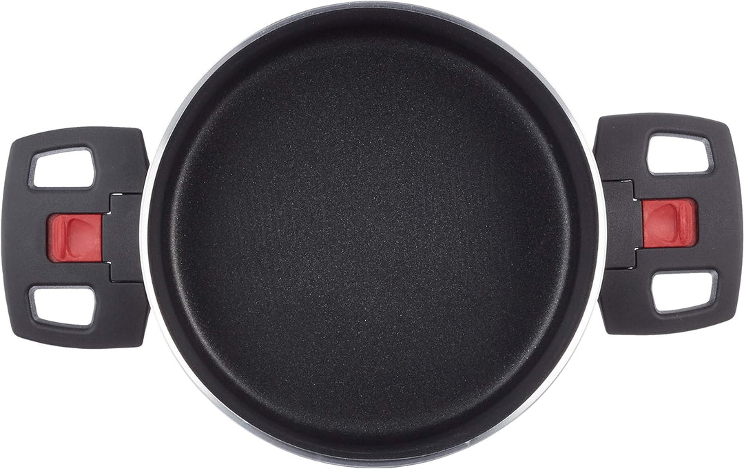 BALLARINI Click + Cook Kochtopf, Antihaftbeschichtet, 16 cm, Mit klappbaren Kunststoff-Griffen, Schw