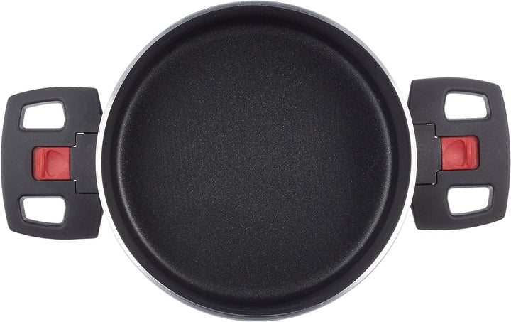 BALLARINI Click + Cook Kochtopf, Antihaftbeschichtet, 16 cm, Mit klappbaren Kunststoff-Griffen, Schw