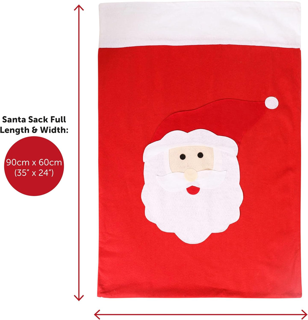 I LOVE FANCY DRESS LTD Weihnachtssack mit Weihnachtsmanngesicht, gross, 90 cm, Rot, 2 Stück