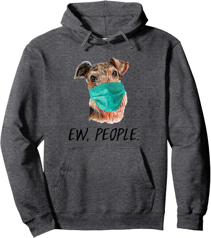 AIREDALE TERRIER mit Gesichtsmaske Mundschutz Hund EW PEOPLE Pullover Hoodie