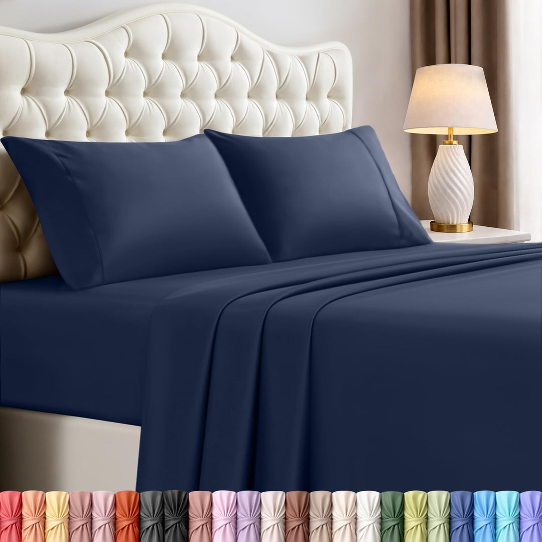 UTOPIA Betten 4 Mikrofaser Bettwäsche, navy, Queen Queen Navy, Queen Navy