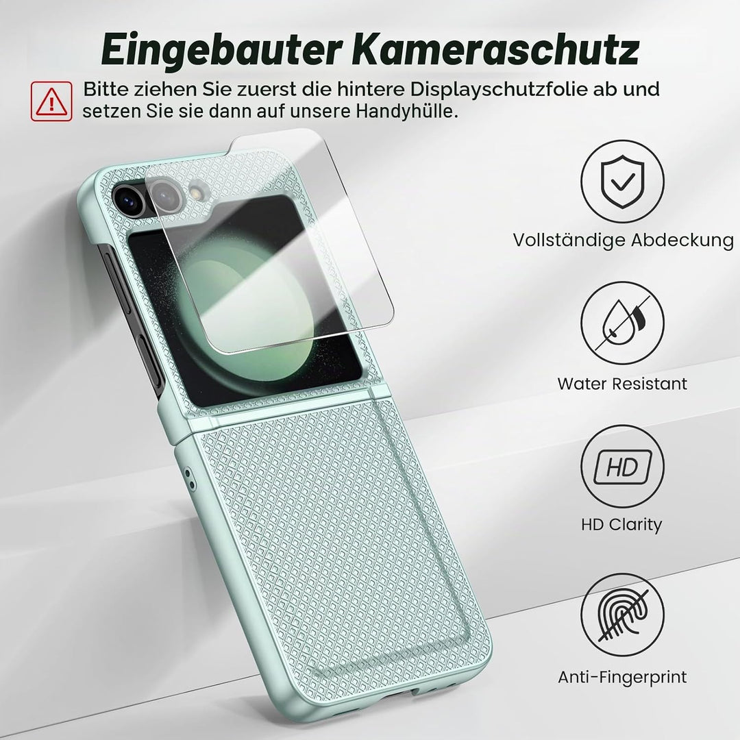 Doeshine for Samsung Galaxy Z Flip 5 Hülle mit Scharnierschutz &amp; Displayschutzfolie, Rutschfester Te
