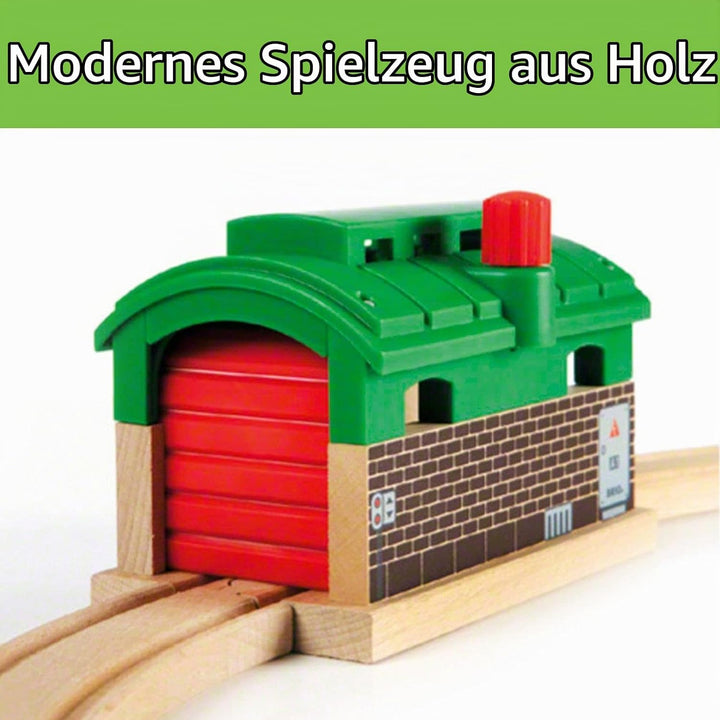 BRIO Bahn 33674 - Signal Station &amp; World 33574 Lokschuppen mit Rolltor - Ergänzung für die BRIO Holz