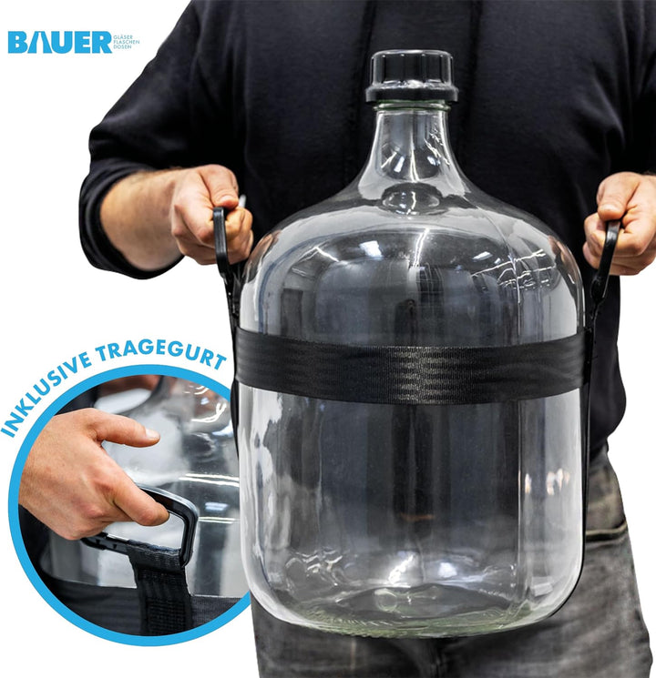 Flaschenbauer Ballonflasche 25L mit Schraubverschluss und Tragegurt - Glas Gärballon - ideal für Obs