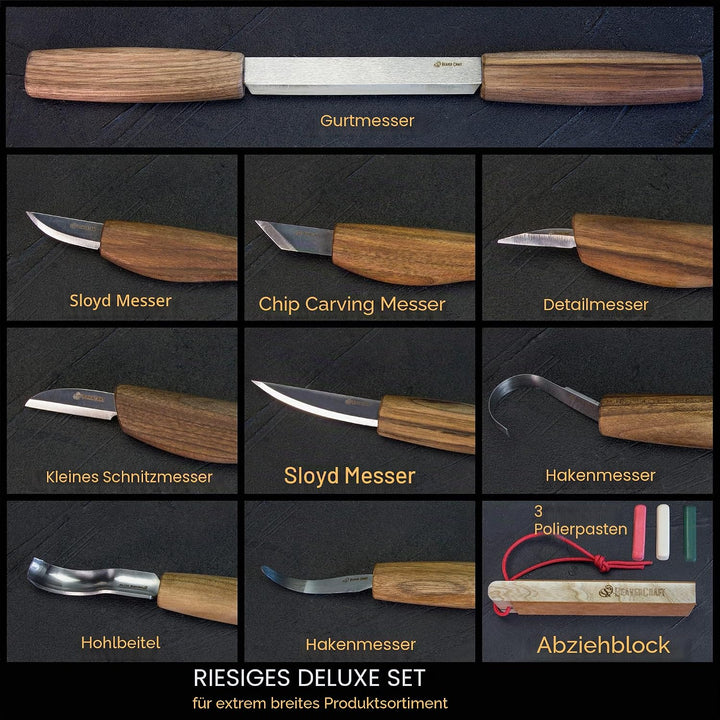 BeaverCraft Deluxe Holzschnitzwerkzeug Set S50X Schnitzwerkzeug Für Holz Schnitzmesser set Schnitzwe