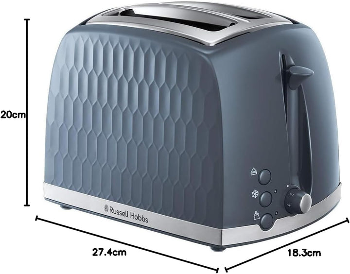 Russell Hobbs 26063 Waben-Toaster mit 2 Scheiben (extra breite Schlitze, hohe Hebefunktion, 6 Bräunu