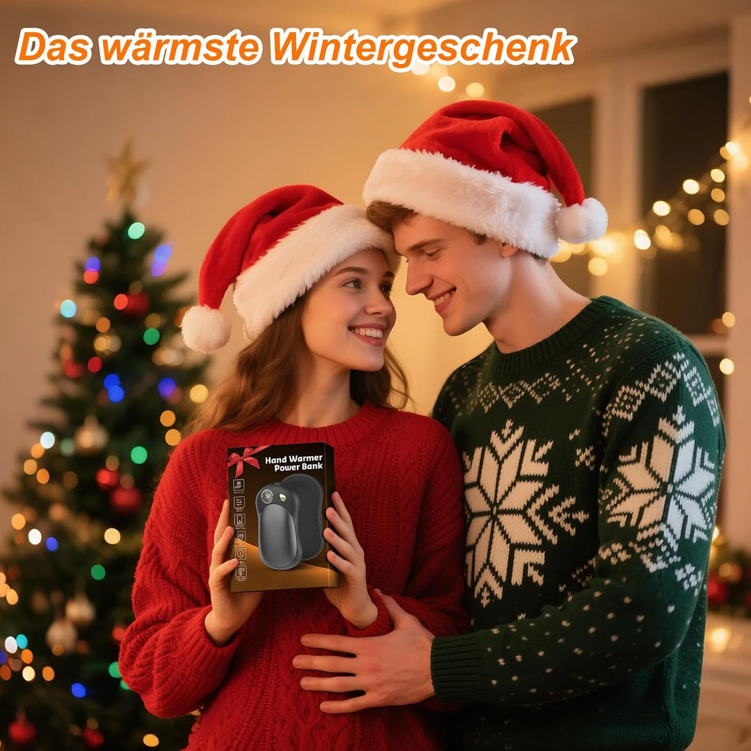 Handwärmer Elektrisch, 2er Set 10000mAh USB-C Handwärmer mit Digitalanzeige, 3 Heizstufen, wiederver