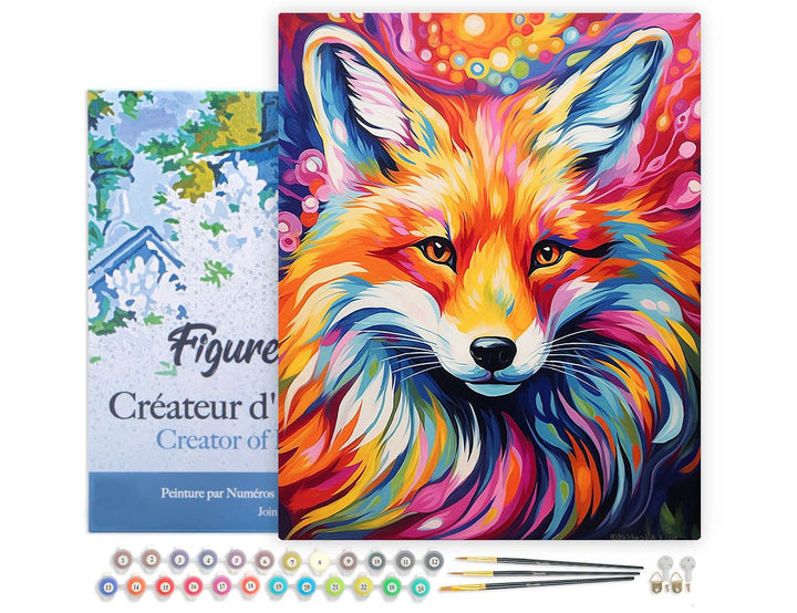 Figured'Art Malen Nach Zahlen Erwachsene Mit Rahmen Fuchs Farbenfroh Abstrakt - Paint by Numbers Bas