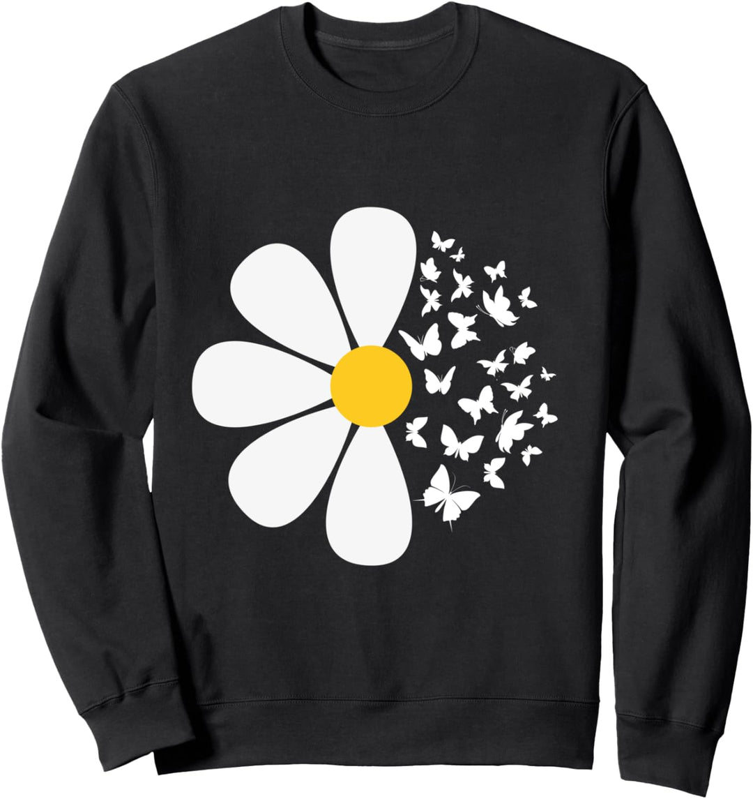 Gänseblümchen, Schmetterlinge, Frühlingsgarten Sweatshirt