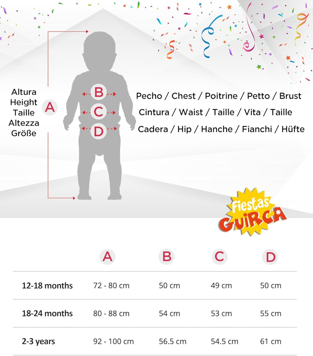 FIESTAS GUIRCA | Giraffe Baby Kostüm (18-24 Monate) - Kapuze, Schwanz und Overall - Tierkostüme für