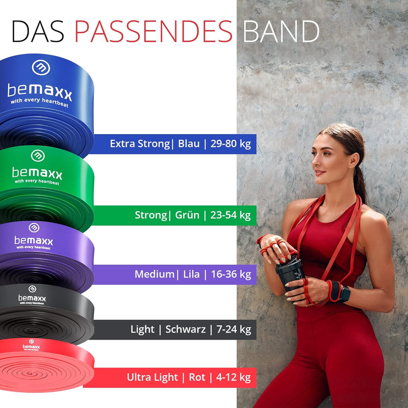 Fitnessband Pull Up Resistance Band, Klimmzughilfe + Trainings-eBook - DAS Klimmzug Widerstandsband