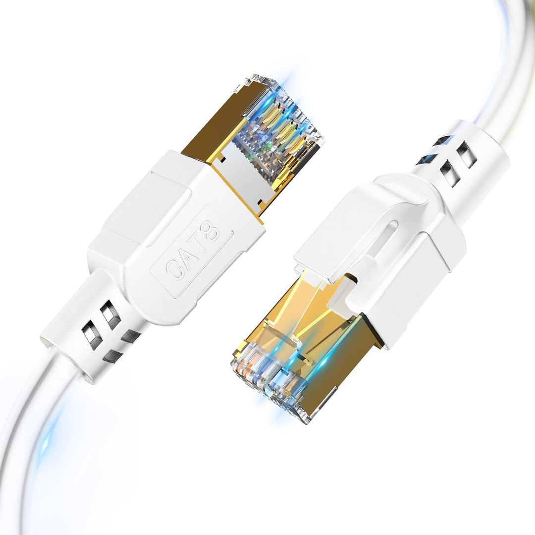 Cat 8 LAN Kabel 15m, 40Gbps Netzwerkkabel 2000 MHz Ethernet Kabel Gigabit F/FTP Patchkabel mit rj45