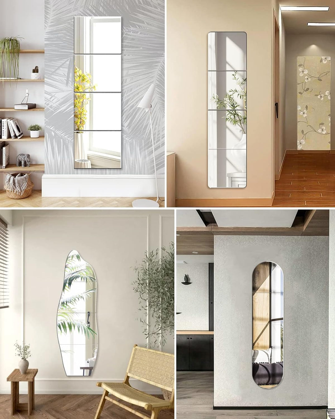 JMITHA Spiegelfliesen Selbstklebend HD Spiegel Glasspiegel Spiegelfliesen Wandspiegel Selbstklebende