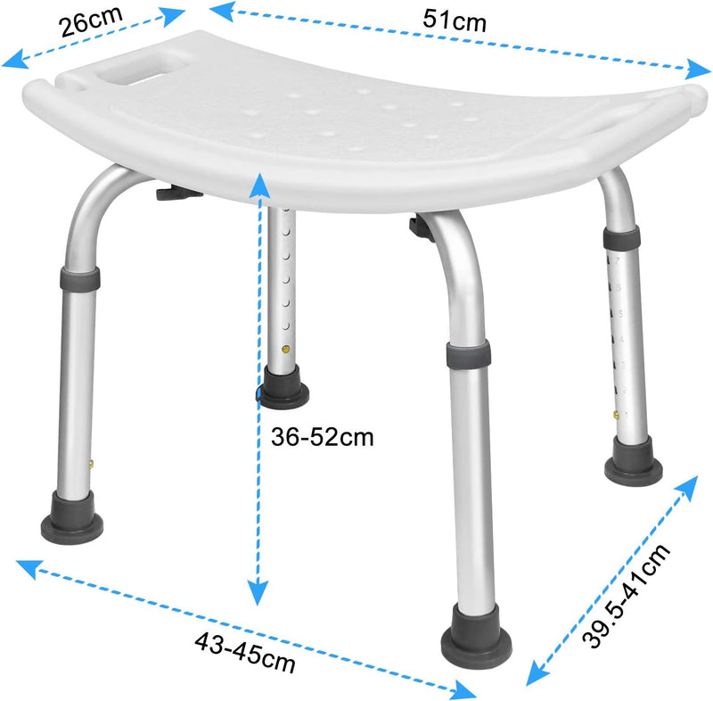 YRHome Duschstuhl Badhocker Duschhocker konkav Höhenverstellbar 38-53cm Aluminium Duschhilfe Badestu