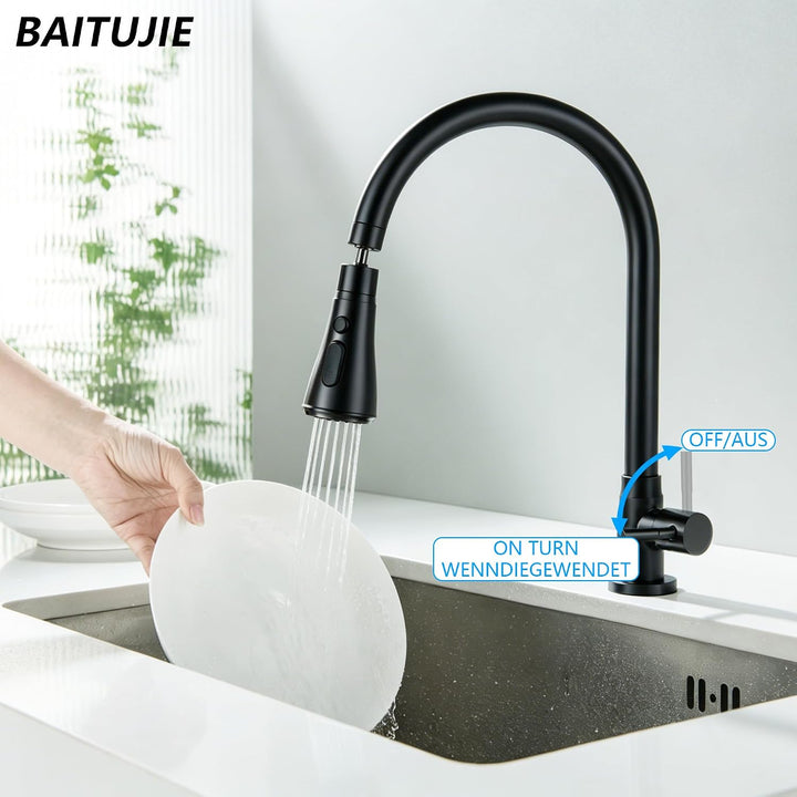 Kaltwasser-Wasserhahn, SUS304 Edelstahl für Küchenspüle, hoher Bogen, Einhandgriff, nur Kaltwasserha