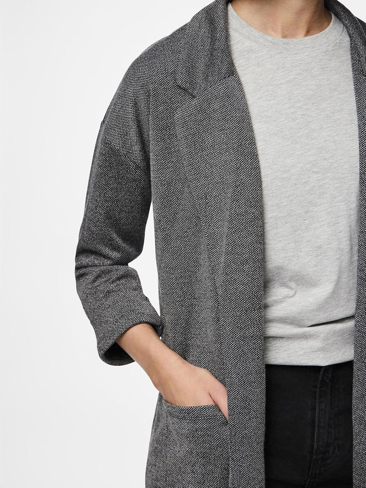 PIECES Damen Mantel, Dark Grey Melange