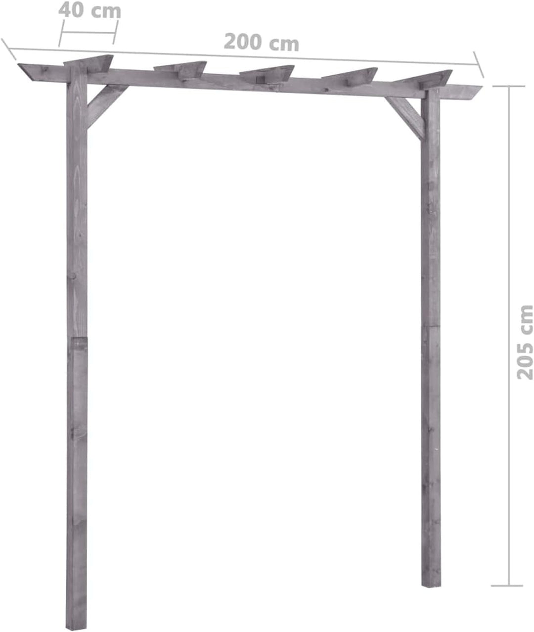 Gecheer Pergola Rosenbogen Rankhilfe Holzbogen Spalier Imprägniertes Kiefernholz Grau 200x40x205 cm