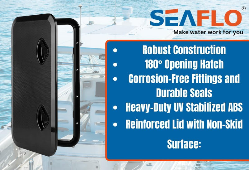 SEAFLO Marine Deck Access Luke & Deckel – (61 x 35,6 cm) (schwarz)
