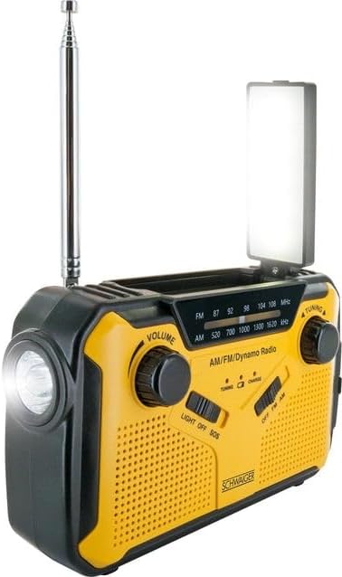 Schwaiger Outdoorradio UKW, AM, FM Handkurbel, Solarpanel, spritzwassergeschützt, stossfest, Taschen