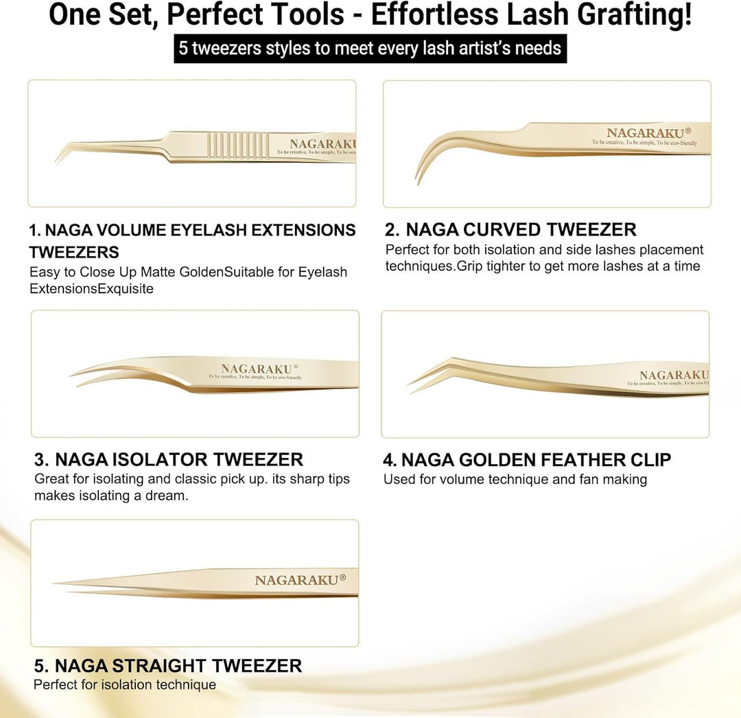 NAGARAKU Wimpernpinzette für Wimpernverlängerung Professionelle Präzisionspinzette Volume Eyelash Ed