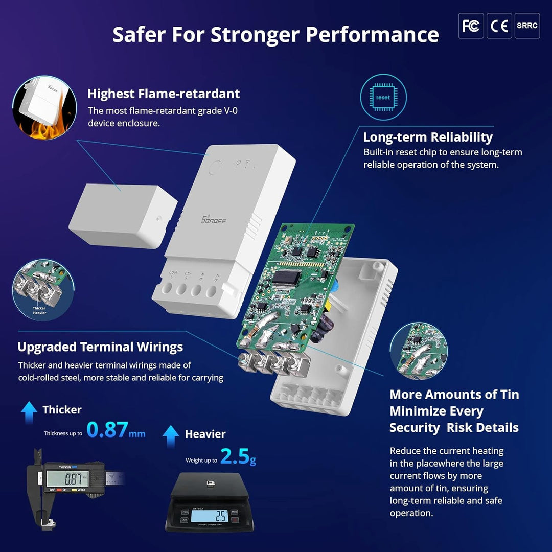 SONOFF Stromzähler Hutschiene Wlan 1 Phasen, Smart Energiezähler mit Stromverbrauchsmessung und Über