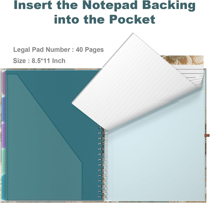 Hnogri Klemmbrett Folio mit nachfüllbarem linierten Notizblock, Klemmbretter mit 5 A4-Ordnern Lageru