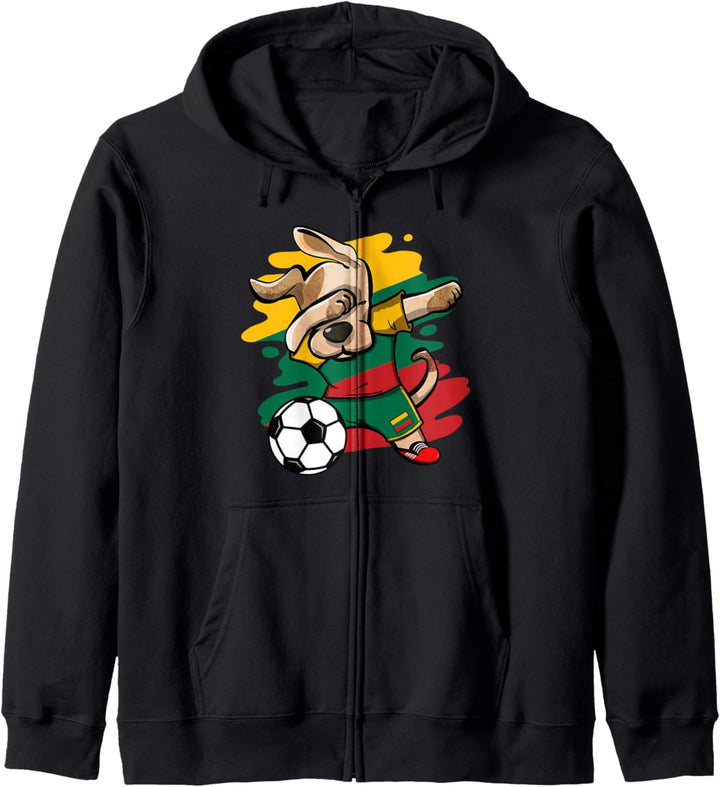 Dabbing Hund Litauen Fussball Mannschaft - Litauische Flagge Kapuzenjacke