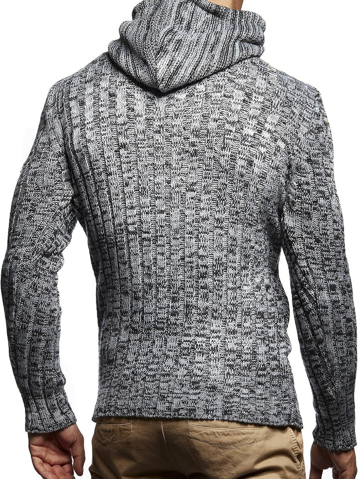 Leif Nelson Herren Strickpullover mit Kapuze/Hochwertiger Winterpullover im Regular Fit Schnitt, ide