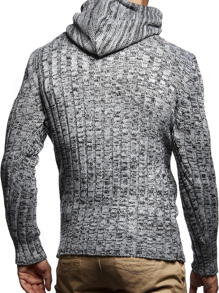 Leif Nelson Herren Strickpullover mit Kapuze/Hochwertiger Winterpullover im Regular Fit Schnitt, ide