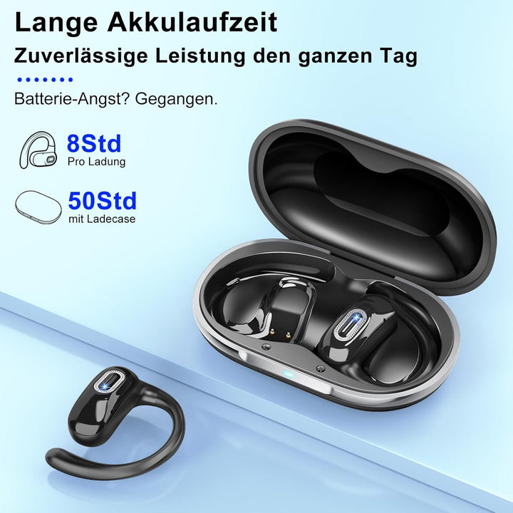 Open Ear Kopfhörer, Bluetooth 5.4 Kopfhörer Kabellos, Tiefer Bass mit 4 ENC Mikrofon, 58 Std, Sportk