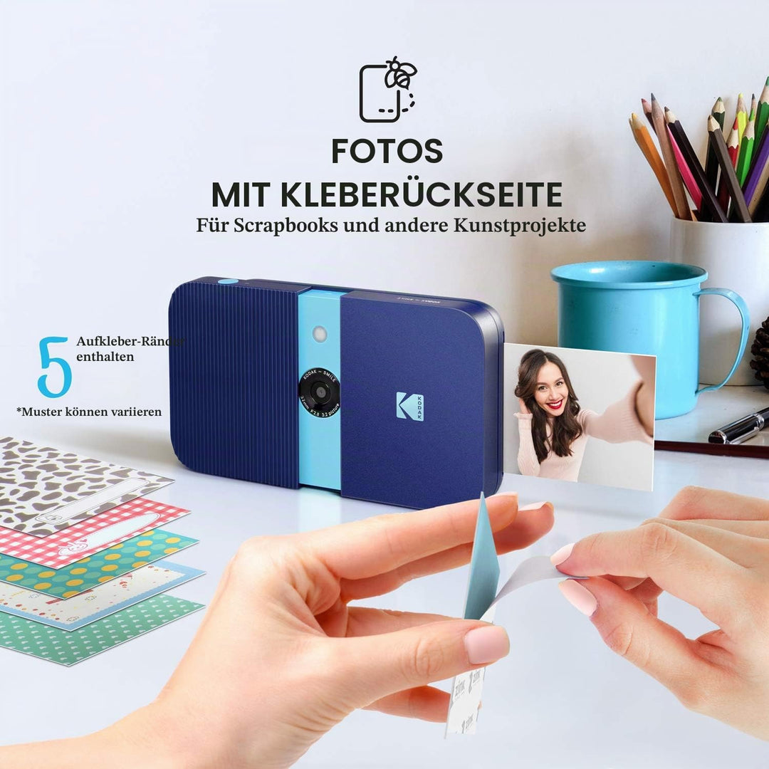 KODAK Smile Digital Sofortbildkamera mit 2x3 ZINK Drucker - HD-Qualität - 10MP, LCD Display, Micro S